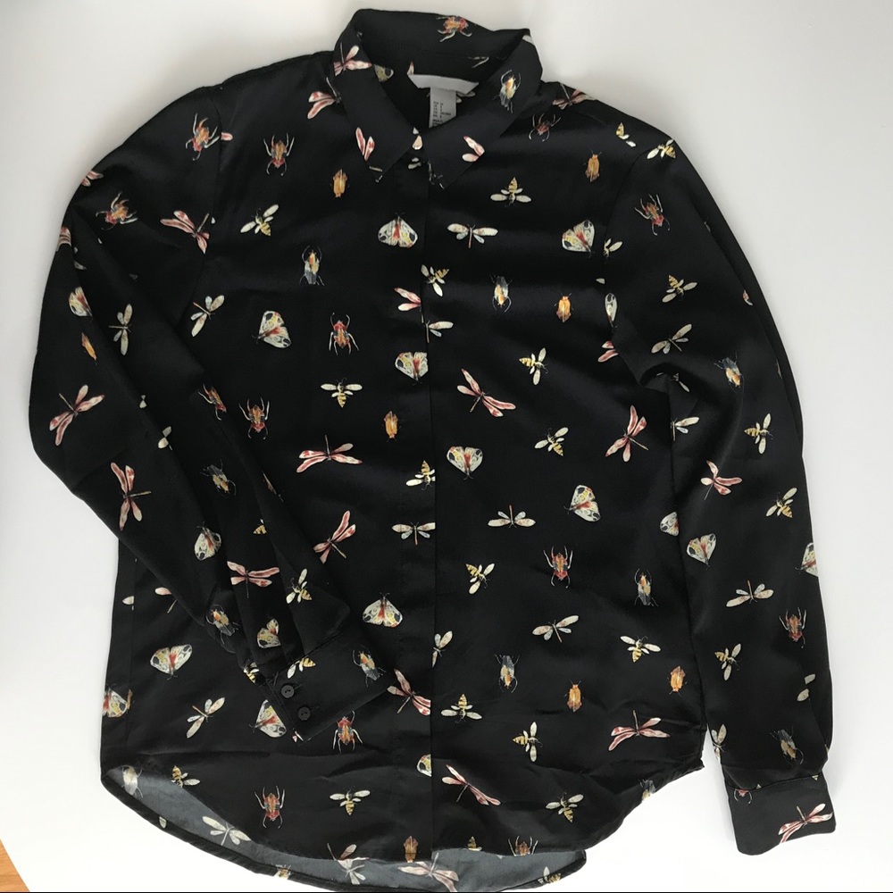 H&M Insect Print Button Up size 2